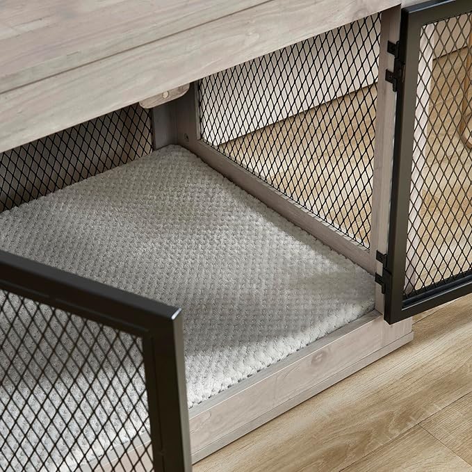 Memory Foam Dog Bed Crate Pad for Small Size Dog Soft Fluffy Kennel Pad Crate Mat for Dog Mattress Anti-Slip Comfy Puppy Bed for Pet 29x20.5 Inch,Grey