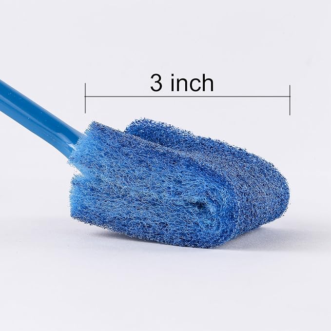 SLSON Aquarium Algae Scraper Double Sided Sponge Brush Cleaner Long Handle Fish Tank Scrubber for Glass Aquariums and Home Kitchen 15.4 inches