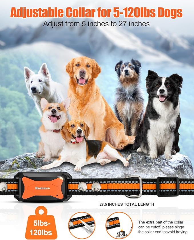 Dog Shock Collar with Remote 4000Ft Waterproof 5-120lbs Small 3 Channels, 3 Electronic