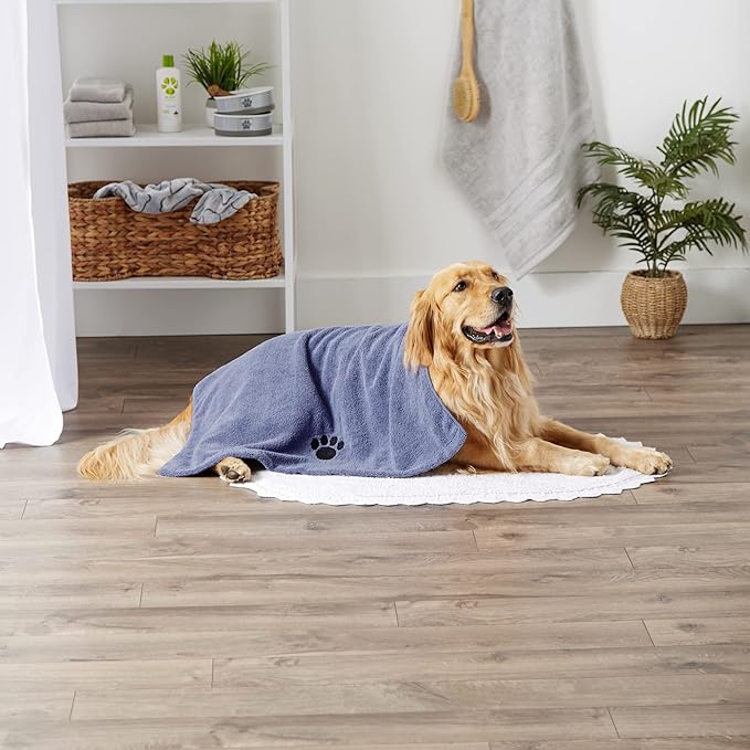 Bone Dry Pet Grooming Towel Collection Absorbent Microfiber X-Large 41x23.5", Embroidered