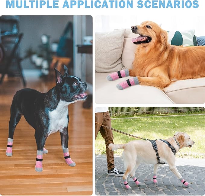 SCENEREAL Dog Socks to Prevent Licking Paws for Hardwood Floors Anti Slip