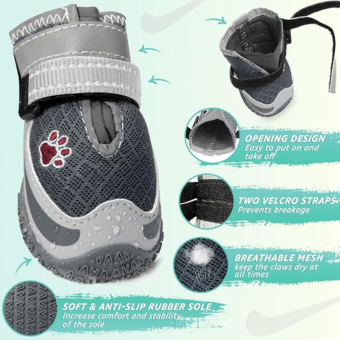 Lukovee Dog Shoes for Large Small Medium Dogs 4)