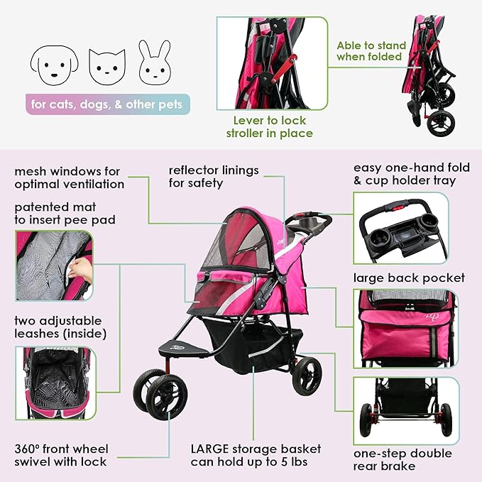 Petique Revolutionary Durable Pet Stroller 55LBS -