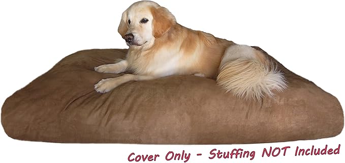 Dogbed4less DIY Pet Bed Pillow Brown Microsuede Duvet Cover and Waterproof Internal case for Dog at 55X37X4 Inch