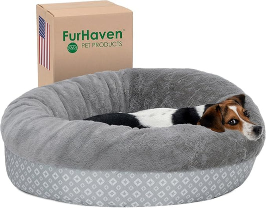 Furhaven 30" Round Donut Dog Bed for Medium/Small Dogs 45 lbs