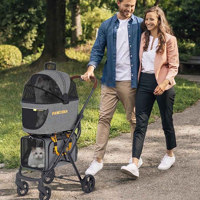 PAWZIDEA Double Pet Stroller for 2 Cats Dogs Small & Medium 2 Dog