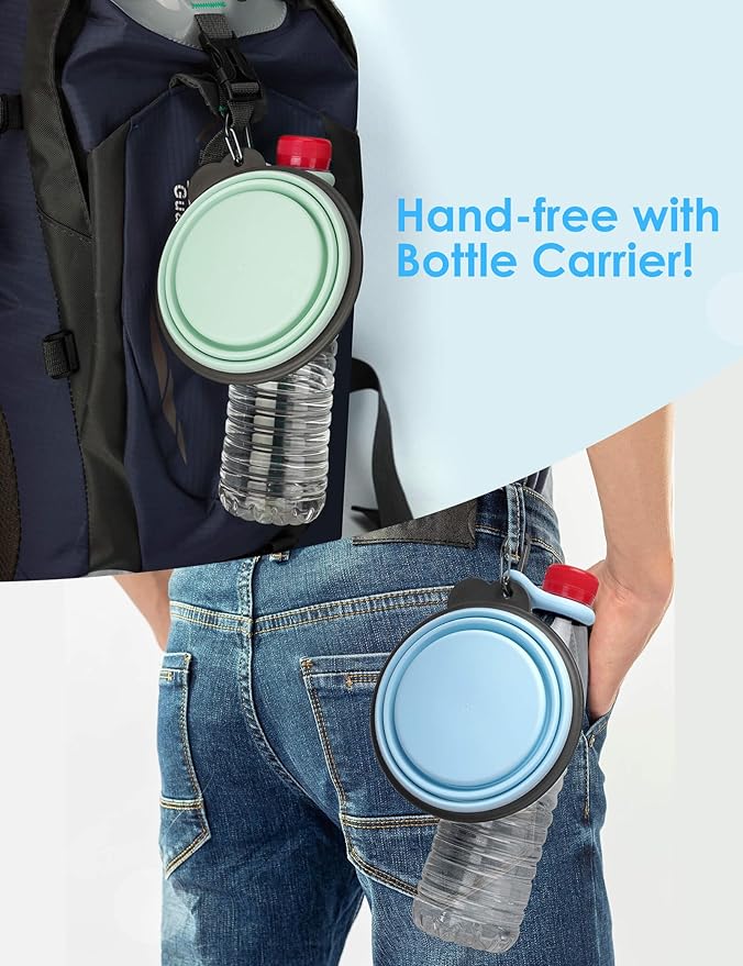 Aonkey Collapsible Dog Bowls with Bottle Carrier 2 Pack 37oz