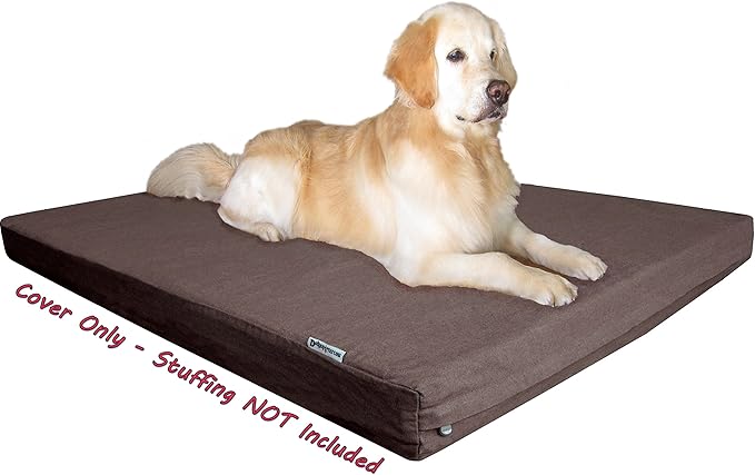 Dogbed4less DIY Pet Bed Pillow Brown Denim Duvet Cover and Waterproof Internal case for Dog at 55X37X4 Inch