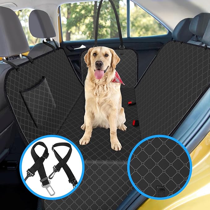Dog Car Seat Cover for Back Seat Dog Seat Cover with Storage Pocket Dog Hammock Protects Against Dirt Dog Seat Covers for Cars Scratch Prevention Fits for SUVs and Trucks 54"x 58"