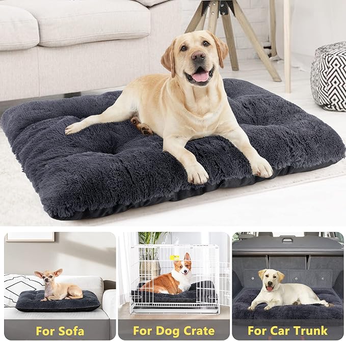 JOEJOY Large Dog Bed Crate Pad 40" x 27", Grey