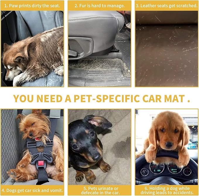 Back Seat Extender for Dogs with Hard Bottom Car Seat Cover-Dual Support Straps 300lbs