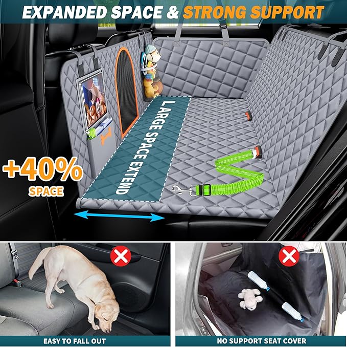 Back Seat Extender for Dogs Large Hard Bottom Car Seat Cover Waterproof Sturdy Nonslip Pets Dog Hammock Backseat Protector for Car