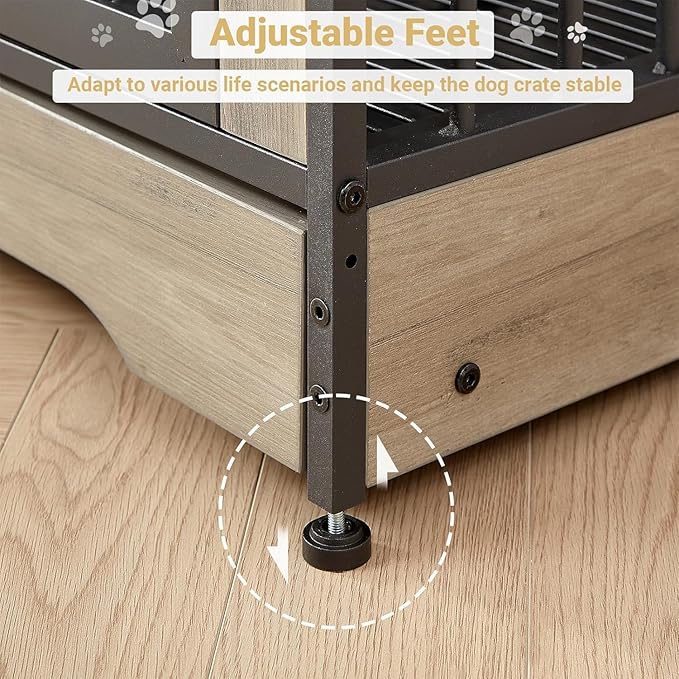 Rovibek 75'' Double Dog Crate Furniture for 2 Large Dogs
