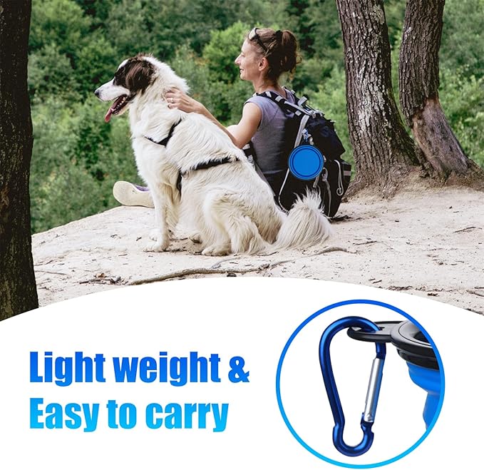 Dog Bowl Pet Collapsible Bowls 2 Pack 2 Carabiners