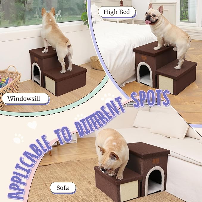 downluxe Dog Stairs for Small Dogs (2-Step Pet