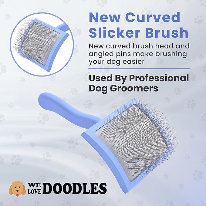 We Love Doodles Grooming Curved Slicker Brush for Long-Haired Dogs