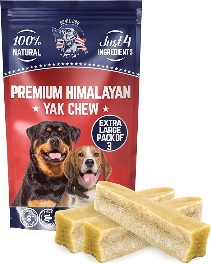 Devil Dog Pet Co. Himalayan Yak Chews – Extra Large 3 Pack 100% Natural