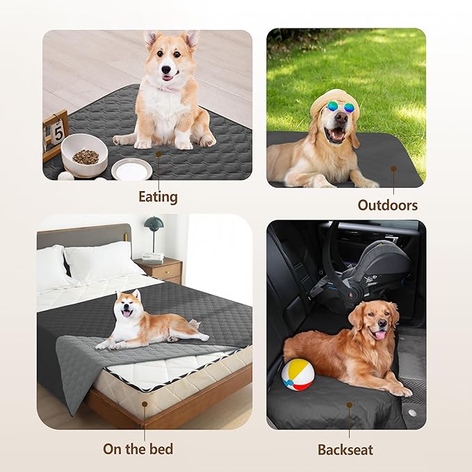 gogobunny 100% Double Sided Waterproof Dog Blanket Soft Pet Bed Cover Reversible Protect Furniture Couch Sofa Car for Puppy Large Dog Cat (Dark Charcoal/Light Charcoal 40x50 Inch 1))