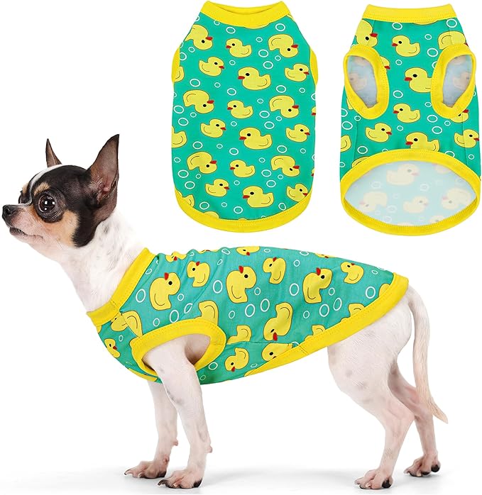 Adorable Yellow Duck Dog Shirt: Lightweight Polyester Cartoon Puppy Vest, Small Medium & Large Dog T-Shirt, Summer Pet Clothes, Cute Dog Apparel, Breathable Dog Tank Top 4XL
