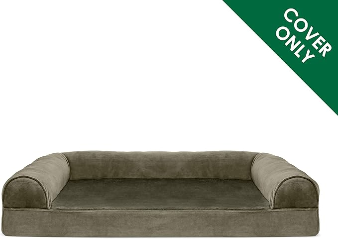 Furhaven Replacement Dog Bed Cover Faux Fur & Velvet Sofa-Style