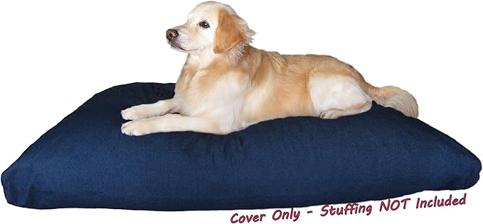 Dogbed4less DIY Durable Blue Denim Pet Bed External Duvet Cover and Waterproof Internal Case for 55"X37"X4" XXL Dog Bed