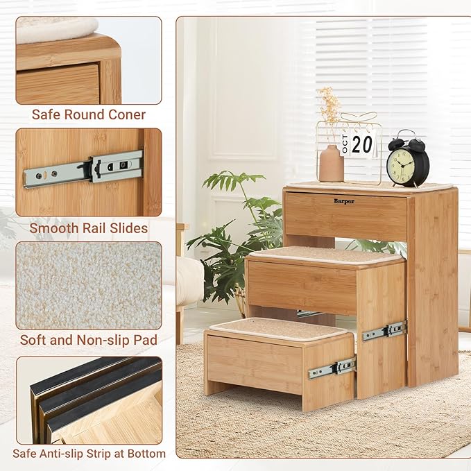 23" Dog Stairs for High Beds 200 Lbs,