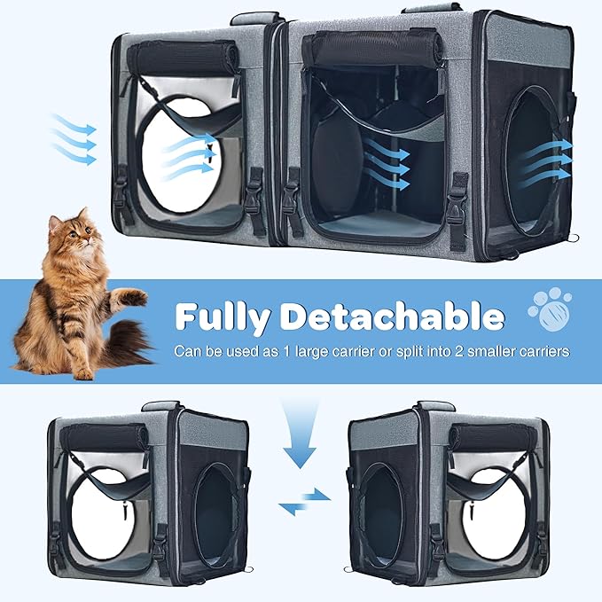 3-in-1 Double Pet Carrier 2 Cats