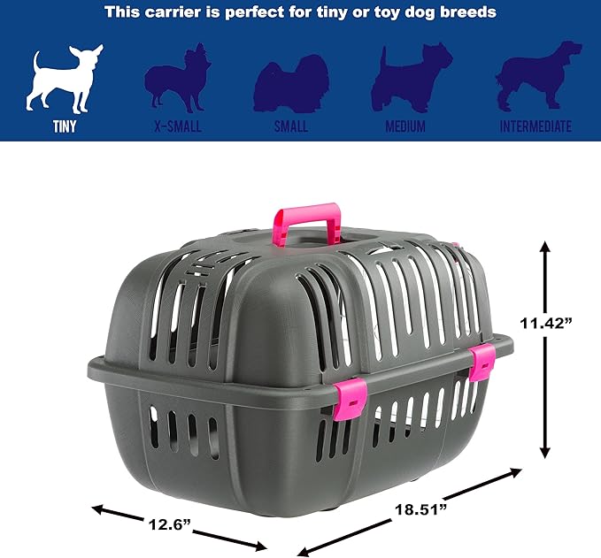 Ferplast Jet Pet Carrier: Value Dog Carrier Suitable for Toy Dog Breeds & Small Cats 12.6L x 18.5W x 11.42H inches,