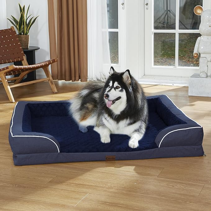Memory Foam Large Dog Bed with Bolsters