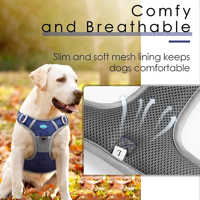 ThinkPet No Pull Harness Breathable Sport Harness with Handle-Dog Harnesses Reflective Adjustable for Medium Large Dogs