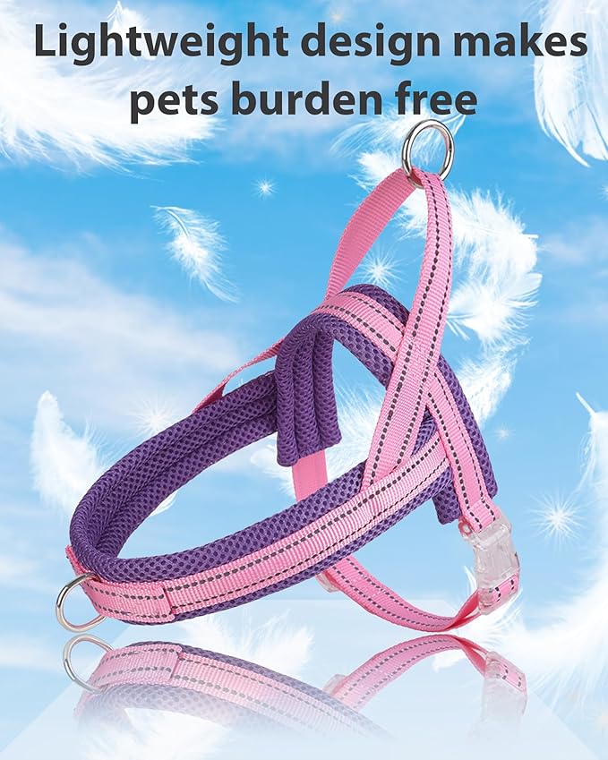 Pink Small Dog Harness No Pull Dog Harness for Small Dogs Puppy Harness with Breathable Mesh Padded Adjustable Reflective Lightweight Escape Proof Dog Harness Small Sized Dog Easy Walk (Pink