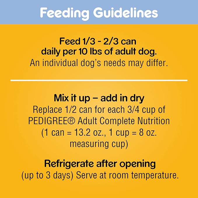 PEDIGREE CHOPPED GROUND DINNER Adult Canned Soft Wet Dog Food Combo with Chicken, Liver & Beef, 13.2 oz. Cans (Pack of 12)