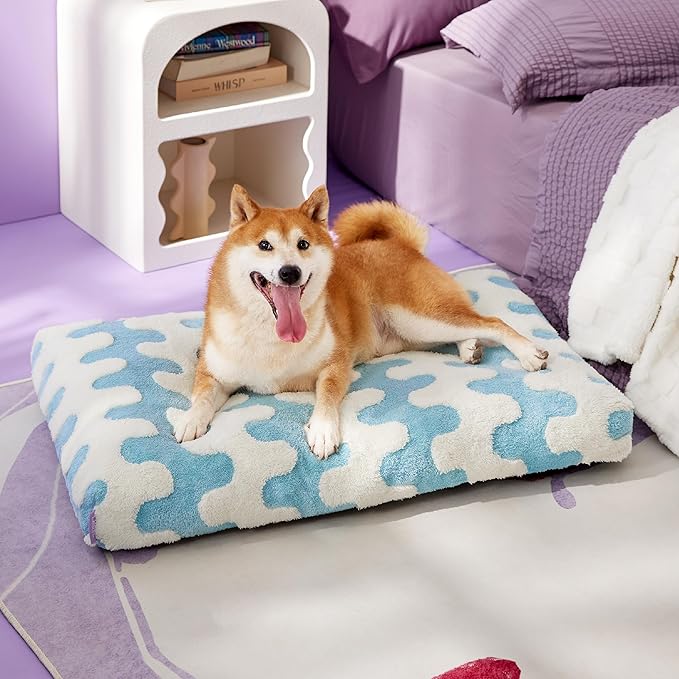 Lesure Dog Beds Large Sized Dog-Thick Shredded Chopped Foam Pet Bed Bottom(35'x22', Blue