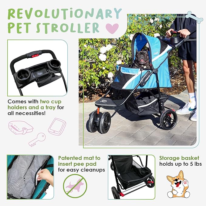 Petique Revolutionary Durable Pet Stroller 55LBS -