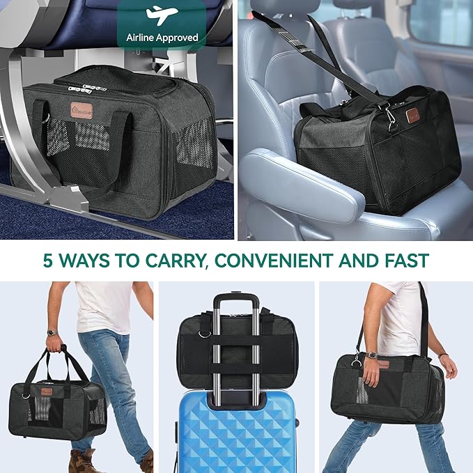 YITAHOME Pet Carrier for Medium Cats and Puppies 20lbs, Airline