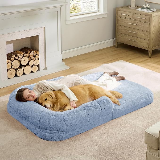 Bedsure Foldable Human Dog Bed for People Adults 2 in 1 Calming