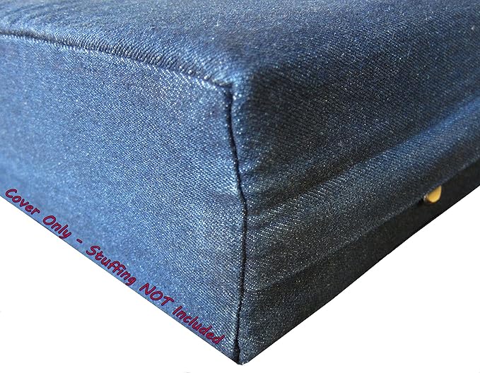 Dogbed4less DIY Durable Blue Denim Pet Bed External Duvet Cover and Waterproof Internal Case for 37"X27"X4" Medium Large Dog Bed