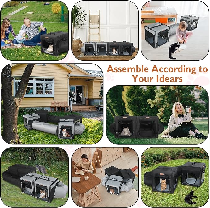 PETUX Cat Travel Carrier with Litle Box 2-in-1 Cat 2 Cats,