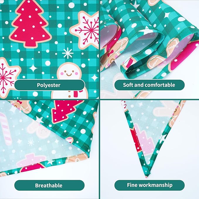 10pcs Large Christmas Dog Bandanas Kerchief Triangle Bibs Scarves Snowman Santa Claus Elk Christmas Tree Pattern for Girl Boy Large Extral Large XL XXL Dogs Grooming