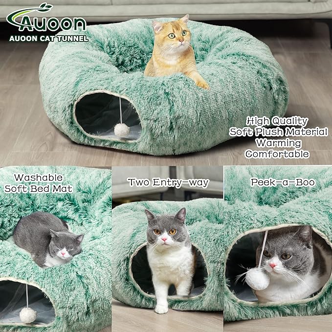 AUOON Cat Tunnel Bed with Central Mat