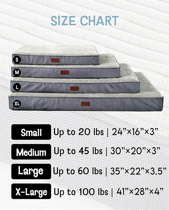 24 Inch Orthopedic Waterproof & Machine Washable Dog Bed with Egg Crate Foam Support