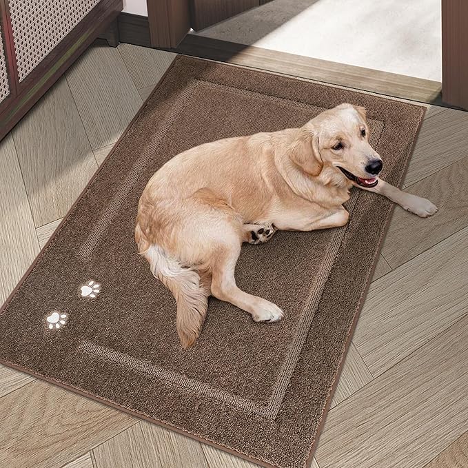 BEQHAUSE Dog Door Mat for Muddy Paws Absorbent Dirt Trapper Entryway Rug Non-Slip Washable Dog Welcome Mat Soft Mud Mat for Dogs Entry Indoor Door Mat for Inside Floor 32"x48"