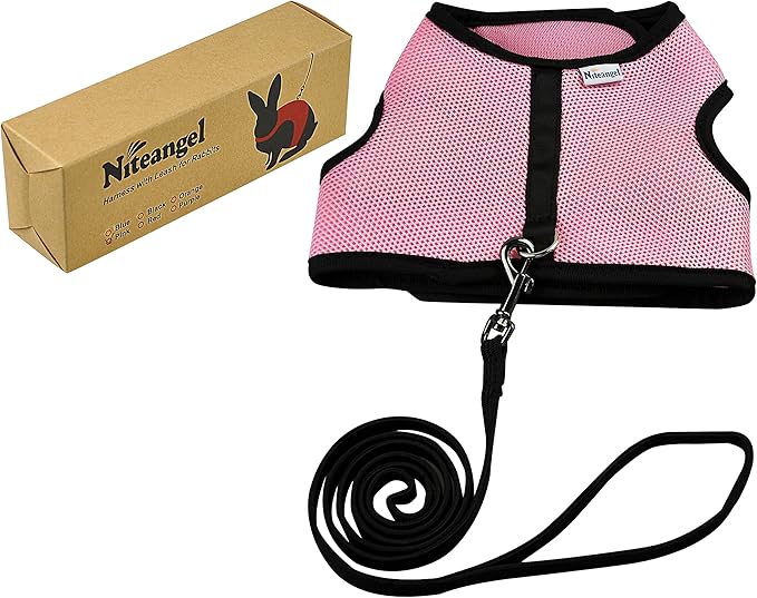 Niteangel Adjustable Soft Harness with Elastic Leash for Rabbits (XL