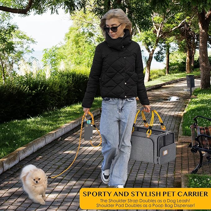 PAWZIDEA Expandable Pet Carrier w/ID Card 18X11X11 TSA 2 Cats