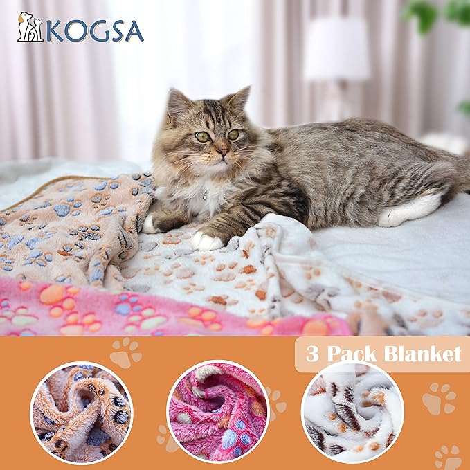 Blankets for Dogs 1 Pack 3 Dog 41" x 31",Cute Paw
