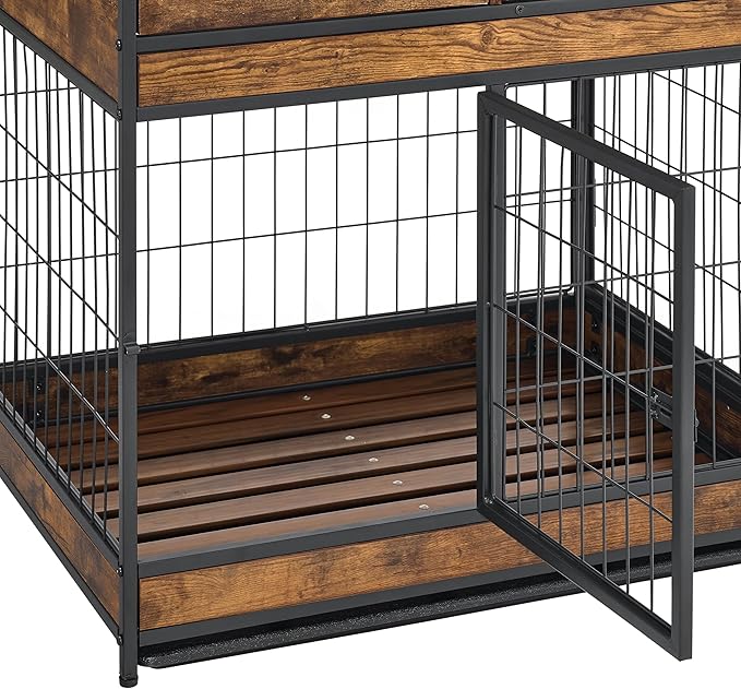 NicBex Dog Crate Furniture Dog Cage with 2 Doors and Drawers