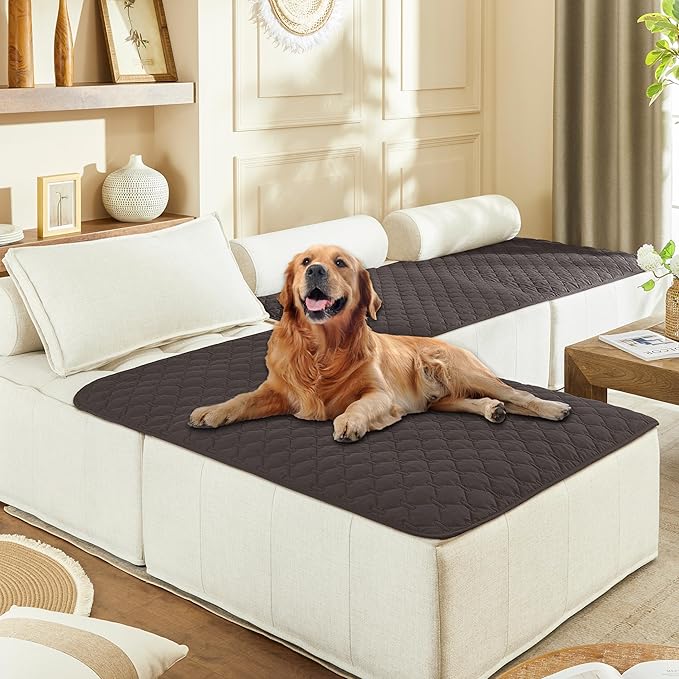 gogobunny 100% Double Sided Waterproof Dog Blanket Soft Pet Bed Cover Reversible Protect Furniture Couch Sofa Car for Puppy Large Dog Cat (Dark Coffee/Light Coffee 40x50 Inch 1))