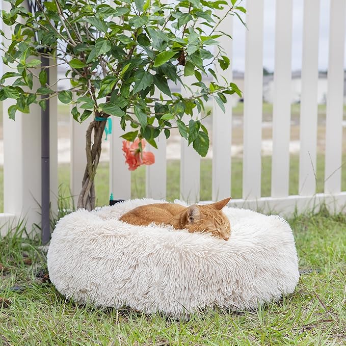 Small Dog Bed Calming Dogs Bed for Small Medium Large Dogs Anti-Anxiety Puppy Bed Machine Washable Warming Cozy Soft Pet Round Bed Fits up to 10-100 lbs (23”Small(Pack of 1)