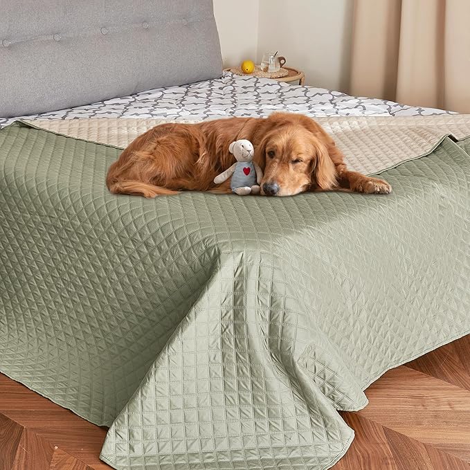 NICETOWN Dog Bblanket for Couch Protection Pet Furniture Protector Sofa Covers for Cats Hair Resistant Dog Essentials for Home 1 Panel, 82" x 102", Beige/Khaki