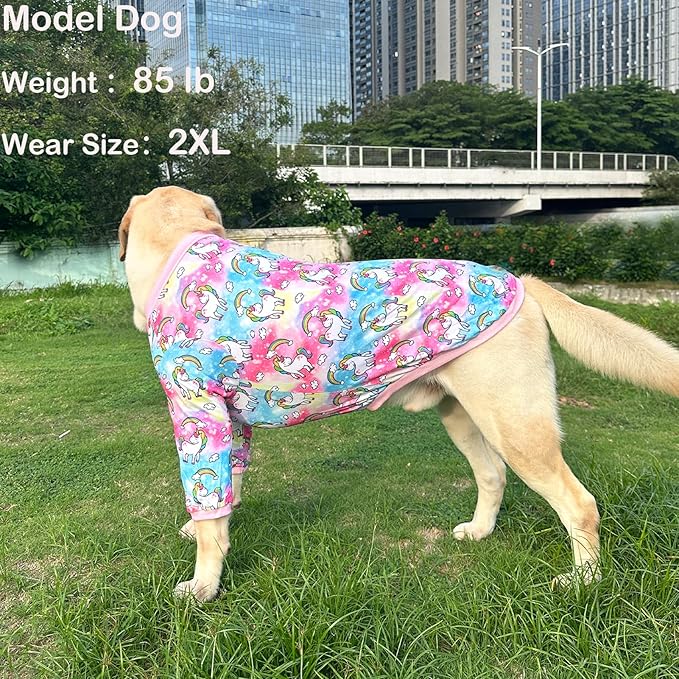 Dog Colorful Unicorn T Shirts Rainbow Pattern Printed Pet Shirt Softable Pajamas for Large Dog (XL,Colorful)